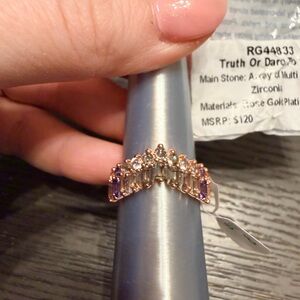 Truth Or Dare Rose Gold Multicolor Zirconia Ring